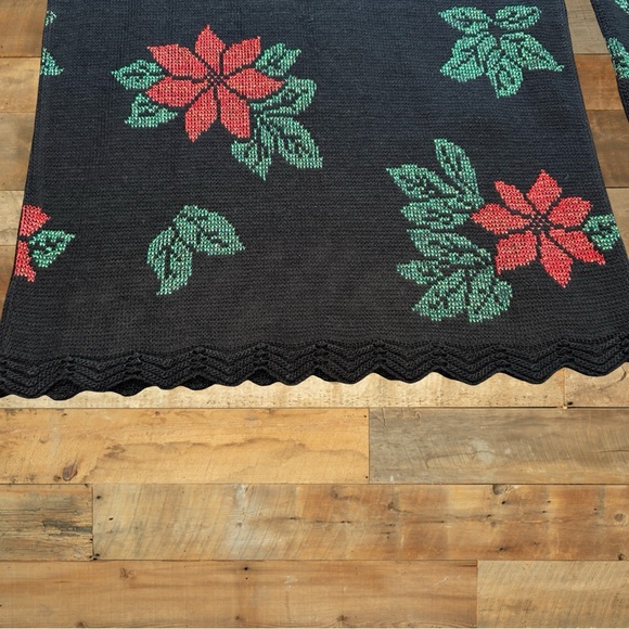 Vintage Holiday Time Poinsettia Christmas Sweater Black Metallic Small Y2K - Picture 3 of 9